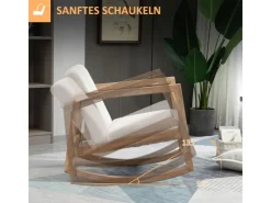 HOMCOM Schaukelstuhl mit Holzrahmen 60 x 81 x 71 cm