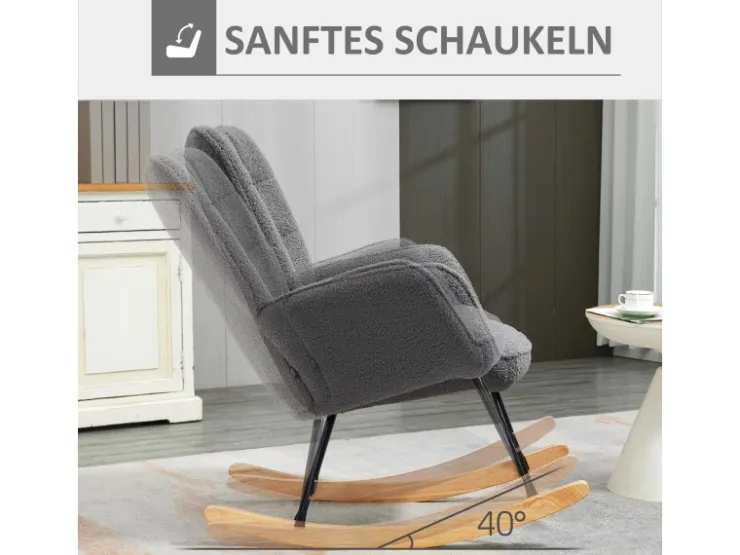 HOMCOM Schaukelstuhl mit Breiter Rückenlehne* Kissen