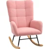 HOMCOM Schaukelstuhl mit Armlehne Teddysamt Rosa 94L x 70B x 100H cm* Sessel