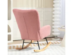 HOMCOM Schaukelstuhl mit Armlehne Teddysamt Rosa 94L x 70B x 100H cm* Sessel