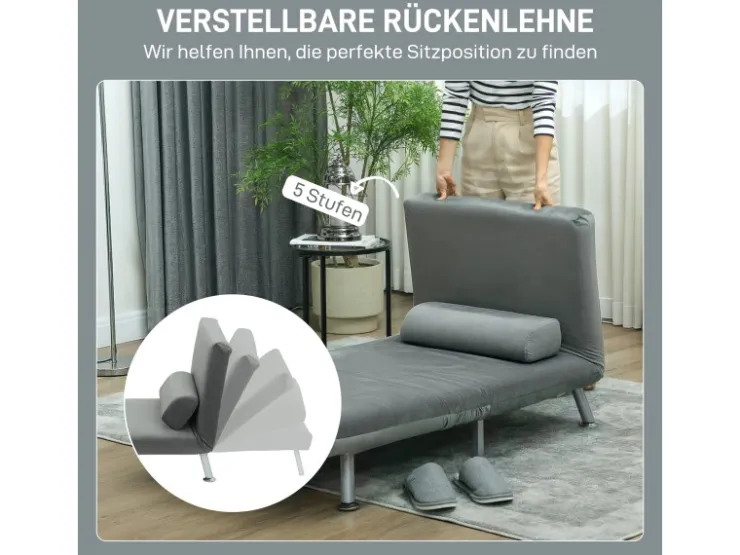 HOMCOM Schlafsessel Klappsessel mit Bettfunktion Rückenkissen* Kissen