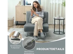 HOMCOM Schlafsessel Klappsessel mit Bettfunktion Rückenkissen* Kissen