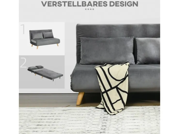 HOMCOM Schlafsessel mit Bettfunktion Kissen und Verstellbarer Rückenlehne* Sessel|Kissen
