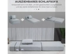 HOMCOM Schlafsessel Polybaumwolle Schaumstoff Hellgrau 70L x 70B x 61H cm
