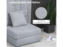 HOMCOM Schlafsessel Polybaumwolle Schaumstoff Hellgrau 70L x 70B x 61H cm
