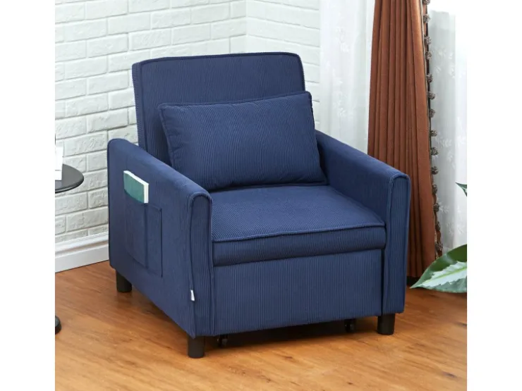 HOMCOM Schlafsessel Polyester Eukalyptusholz 74L x 84B x 81H cm