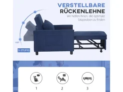 HOMCOM Schlafsessel Polyester Eukalyptusholz 74L x 84B x 81H cm