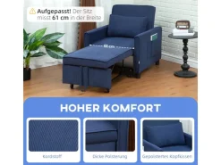HOMCOM Schlafsessel Polyester Eukalyptusholz 74L x 84B x 81H cm