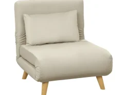 HOMCOM Schlafsessel Polyester Stahl Beige 72L x 78B x 79H cm* Sessel