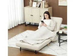 HOMCOM Schlafsessel Polyester Stahl Beige 72L x 78B x 79H cm* Sessel