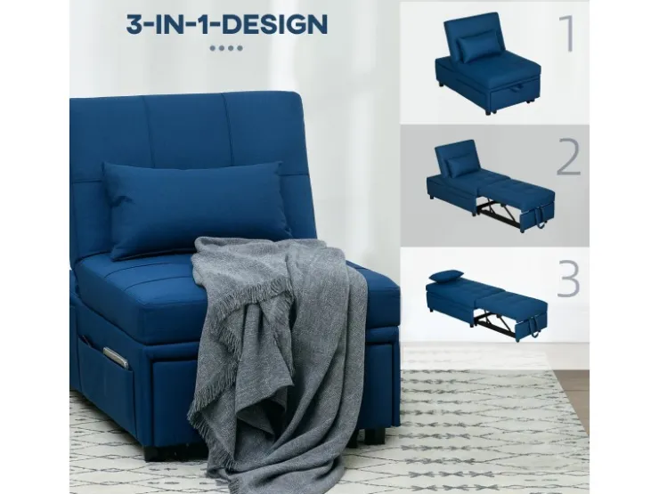 HOMCOM Schlafsessel Polyester Schaumstoff 65,5L x 104B x 81H cm