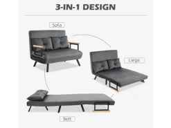HOMCOM Schlafsofa mit Bettfunktion Rückenkissen 102B x 73T x 81H cm