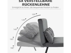 HOMCOM Schlafsofa mit Bettfunktion Rückenkissen 102B x 73T x 81H cm