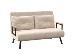 HOMCOM Schlafsofa mit Rückenkissen Stahl Polyester Beige 102L x 73B x 81H cm