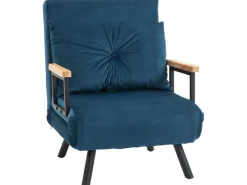 HOMCOM Schlafsofa mit Rückenkissen Stahl Polyester Blau 63L x 73B x 81H cm* Sofas
