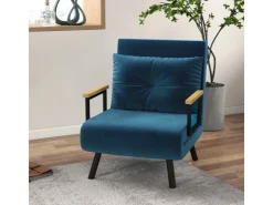 HOMCOM Schlafsofa mit Rückenkissen Stahl Polyester Blau 63L x 73B x 81H cm* Sofas