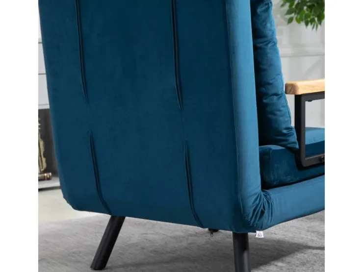 HOMCOM Schlafsofa mit Rückenkissen Stahl Polyester Blau 63L x 73B x 81H cm* Sofas