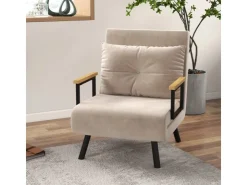 HOMCOM Schlafsofa mit Rückenkissen Stahl Polyester Beige 63L x 73B x 81H cm* Sofas