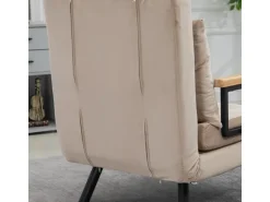 HOMCOM Schlafsofa mit Rückenkissen Stahl Polyester Beige 63L x 73B x 81H cm* Sofas