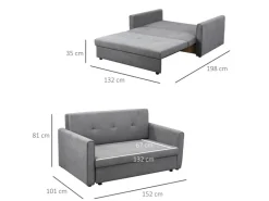 HOMCOM Schlafsofa 2-Sitzer mit Bettfunktion Rückenkissen 152 x 101 x 81cm* Sofas