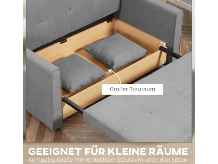 HOMCOM Schlafsofa 2-Sitzer mit Bettfunktion Rückenkissen 152 x 101 x 81cm* Sofas