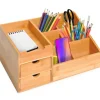 HOMCOM Schreibtisch-Organiser Bambus Natur L33 x B20,5 x H15,5 cm