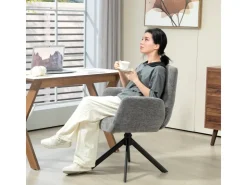 HOMCOM Sessel Drehbar Loungesessel mit Armlehne für Wohnzimmer Schlafzimmer Dunkelgrau