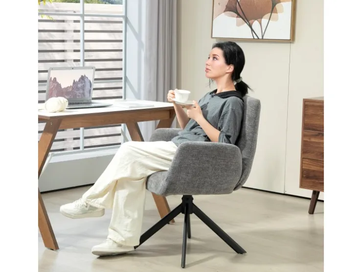HOMCOM Sessel Drehbar Loungesessel mit Armlehne für Wohnzimmer Schlafzimmer Dunkelgrau