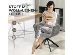 HOMCOM Sessel Drehbar Loungesessel mit Armlehne für Wohnzimmer Schlafzimmer Dunkelgrau