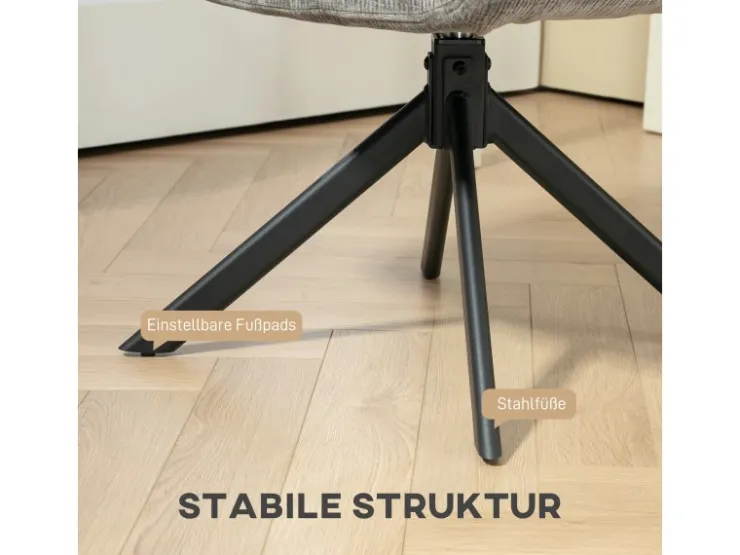 HOMCOM Sessel Drehbar Loungesessel mit Armlehne für Wohnzimmer Schlafzimmer Dunkelgrau