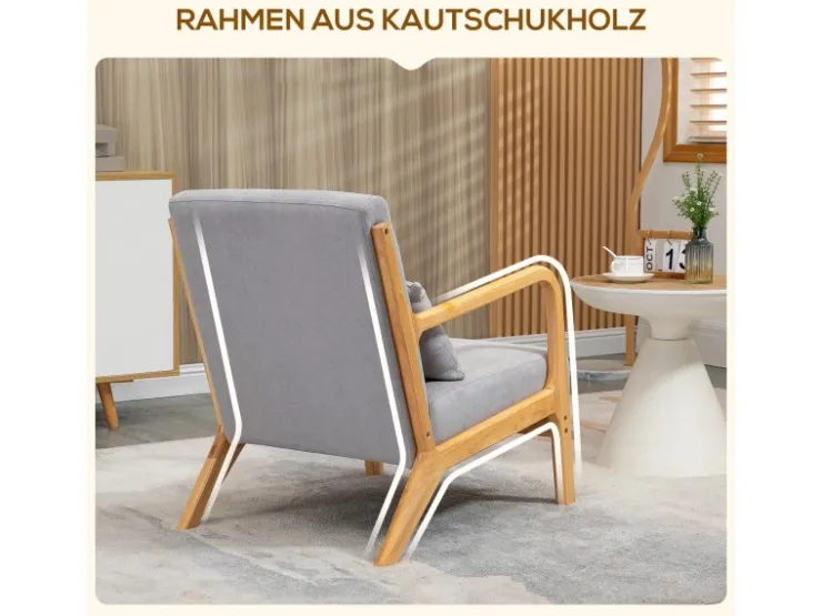 HOMCOM Sessel mit Armlehne Polyester Grau 61B x 78T x 76H cm* Kissen|Sessel