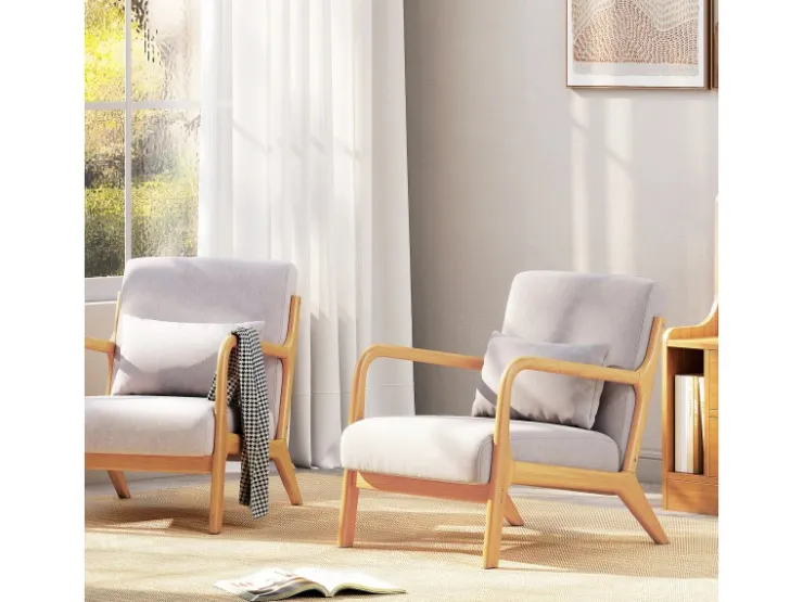 HOMCOM Sessel mit Armlehne Polyester Grau 61B x 78T x 76H cm* Kissen|Sessel