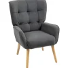 HOMCOM Sessel mit Holzbeine mit Samtoptik Samt Grau 75L x 66B x 100H cm* Sessel