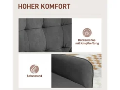 HOMCOM Sessel mit Holzbeine mit Samtoptik Samt Grau 75L x 66B x 100H cm* Sessel