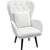 HOMCOM Sessel mit Holzbeine Polyester Weiß 88L x 75B x 106H cm* Kissenbezüge