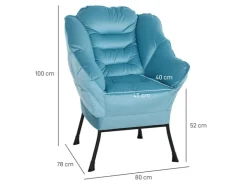 HOMCOM Sessel mit Seitentasche Polyester Blau 80L x 78B x 100H cm