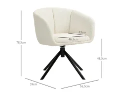 HOMCOM Sessel Polyester Metall Cremeweiß 58,5L x 59B x 78,5H cm