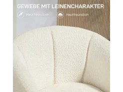 HOMCOM Sessel Polyester Metall Cremeweiß 58,5L x 59B x 78,5H cm