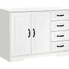 HOMCOM Sideboard mit 4 Schubladen Verstellbarem Einlegeboden Weiß 105 x 40 x 76 cm* Sideboards