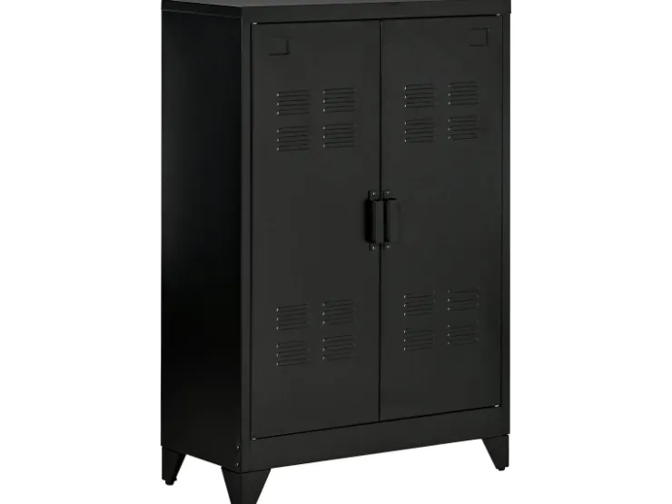 HOMCOM Sideboard mit 2 Verstellbaren Einlegeböden Schwarz 75 x 33 x 110 cm* Bücherregale