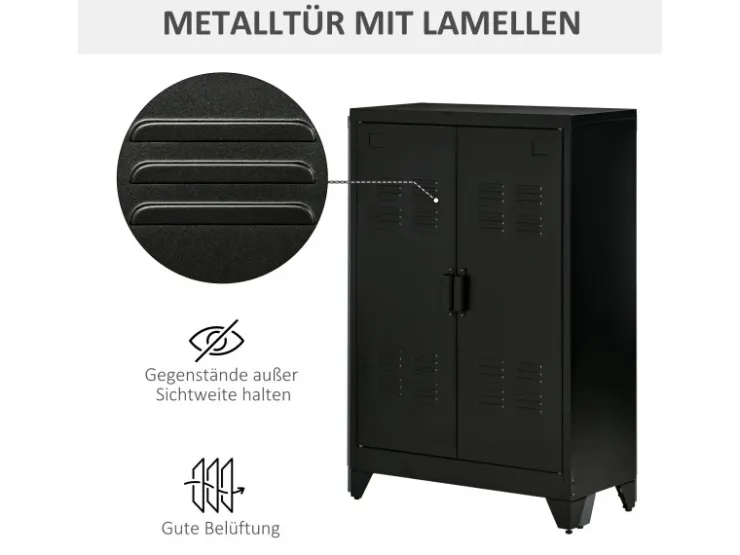 HOMCOM Sideboard mit 2 Verstellbaren Einlegeböden Schwarz 75 x 33 x 110 cm* Bücherregale