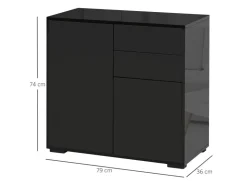 HOMCOM Sideboard mit Schublade Spanplatte MDF Schwarz 79L x 36B x 74H cm