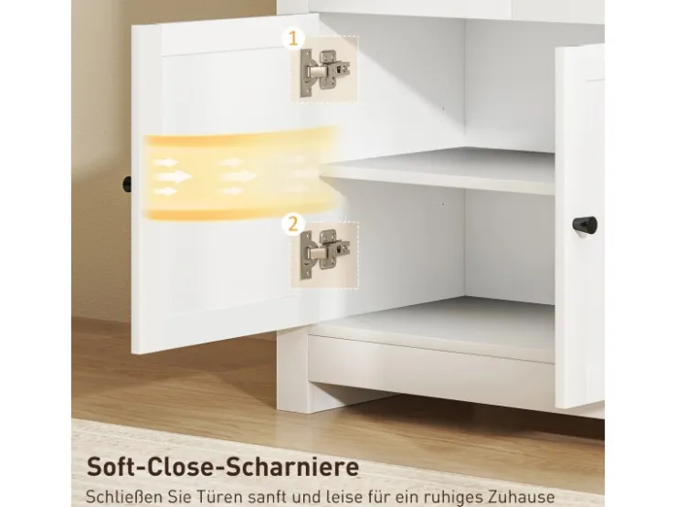 HOMCOM Sideboard Spanplatte 79L x 35B x 80H cm Weiß