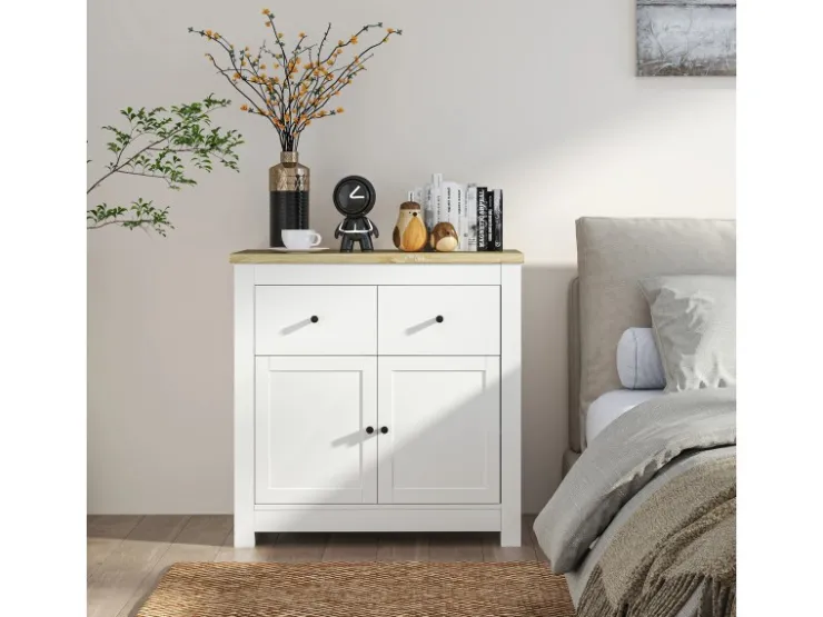 HOMCOM Sideboard Spanplatte 79L x 35B x 80H cm Weiß