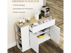 HOMCOM Sideboard Spanplatte MDF 105L x 30B x 81,5H cm Weiß* Aufbewahrung|Kommode
