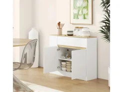 HOMCOM Sideboard Spanplatte MDF 105L x 30B x 81,5H cm Weiß* Aufbewahrung|Kommode