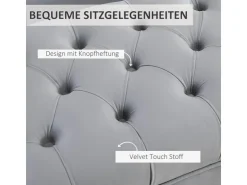 HOMCOM Sitzbank mit Erhöhten Beinen Schlafzimmer Samt Hellgrau 118 x 45 x 42 cm