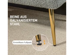 HOMCOM Sitzbank mit Lammwolle-Optik Knopfheftung Stahlbeine 112 x 41 x 46cm Grau* Sitzbänke