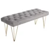 HOMCOM Sitzbank mit Samtoptik für Schlafzimmer Metall Grau 116 x 44 5 x 49 cm* Sitzbänke