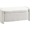 HOMCOM Sitzbank mit Stauraum Deckel Samtoptik für Wohnzimmer Creme 105 x 44 x 45,5 cm* Sitzbänke